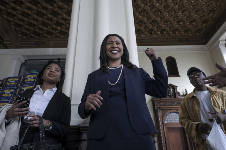 London Breed, a candidate for San Francisco mayor, speaks to supporters at her campaign headquarters on March 8.