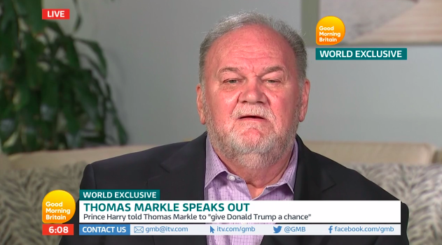 Thomas Markle during his interview with "Good Morning Britain."&nbsp;