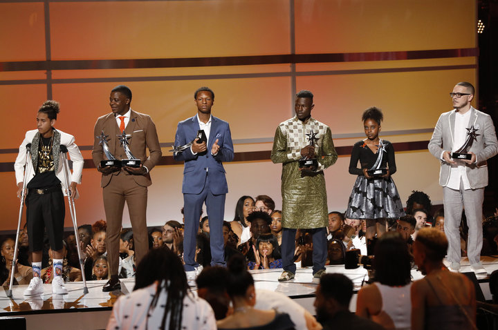 The recipients of BET's first-ever Humanitarian Heroes awards: Anthony Borges, James Shaw Jr., Justin Blackman, Mamoudou Gass