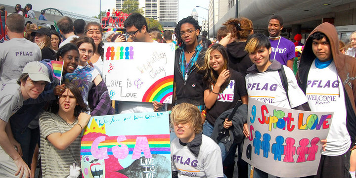 Youth from PFLAG Atlanta celebrate Pride.
