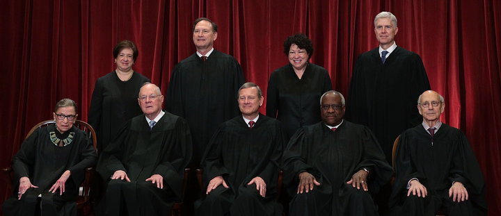 Justice Anthony Kennedy, sitting second from the left in the front row, will be replaced with a Trump pick.