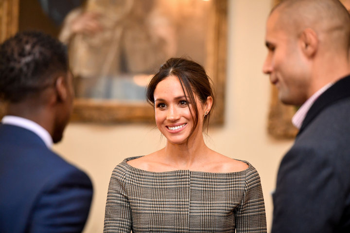 Markle chats with people in Cardiff Castle on Jan. 18.&nbsp;
