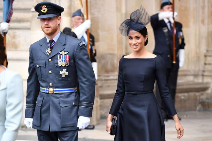 The Duke and Duchess of Sussex exiting the Abbey.&nbsp;