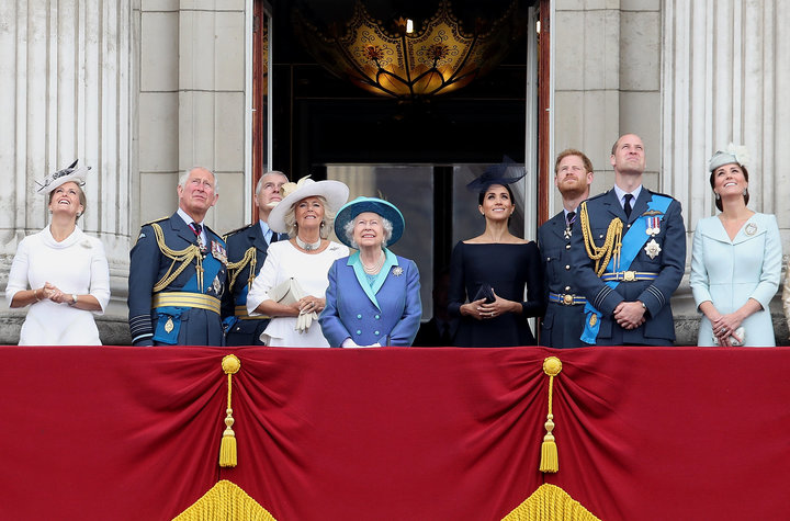 The rest of the royals watch the flypast.&nbsp;
