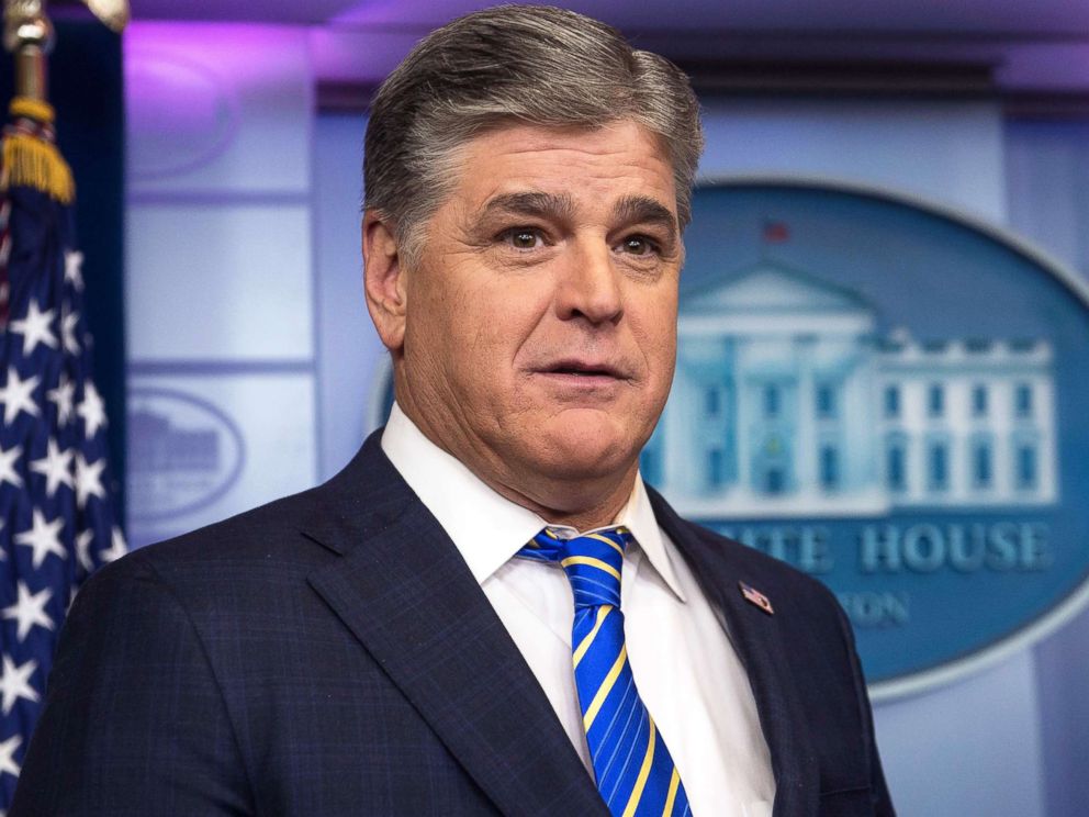 Fox News host Sean Hannity is seen in the White House briefing room in Washington, D.C., on Jan. 24, 2017. He interviewed Donald Trump after the presidents summit meeting with Vladimir Putin.