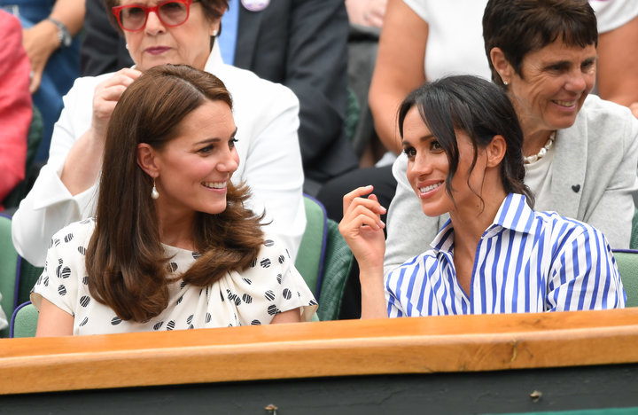 Catherine, Duchess of Cambridge and Meghan, Duchess of Sussex, at Wimbledon together on July 14.&nbsp;