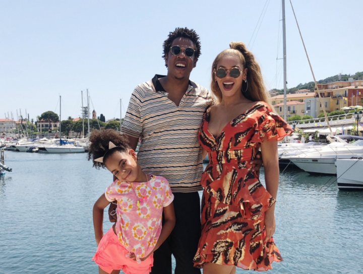 Blue Ivy, Jay-Z, and Beyonc&eacute; pose for a sweet family photo.