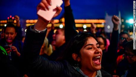 AMLO supporters react to his apparent victory in Mexico City on July 1.