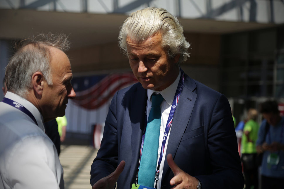 Rep. Steve King, left,&nbsp;talks to Geert Wilders outside the 2016 Republican National Convention in Cleveland, Ohio.