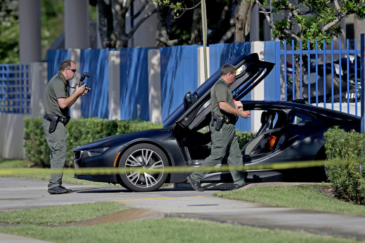 XXXTentacion's vehicle sits idle outside of a Deerfield Beach motorcycle dealership on June 18. Authorities said the 20-year-