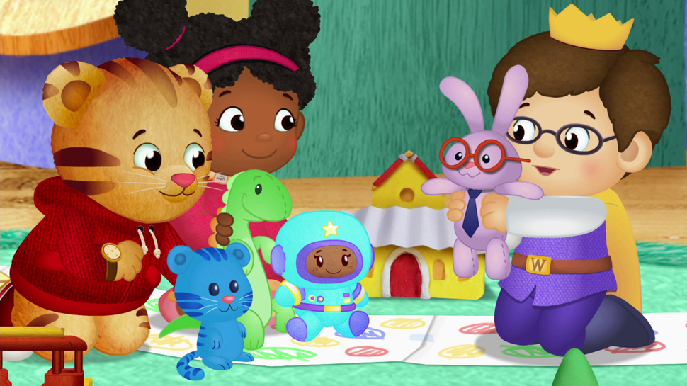 From left: Daniel Tiger, Miss Elaina and Prince Wednesday on "Daniel Tiger's Neighborhood."