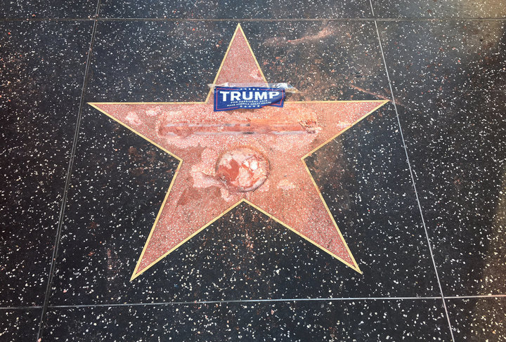 Trump's star was vandalized in October 2016.