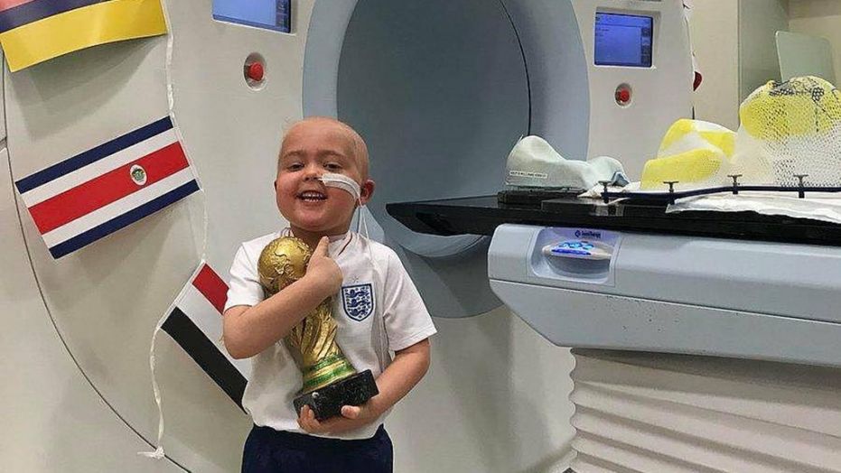 After surviving six weeks of radiotherapy treatment, five-year-old Ben Williams received his very own “World Cup” trophy.