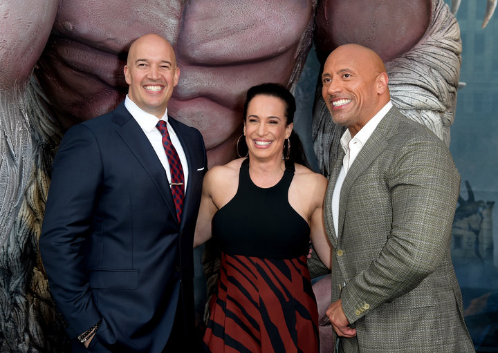 Hiram Garcia, Dany Garcia and Dwayne Johnson at "Rampage" premiere.