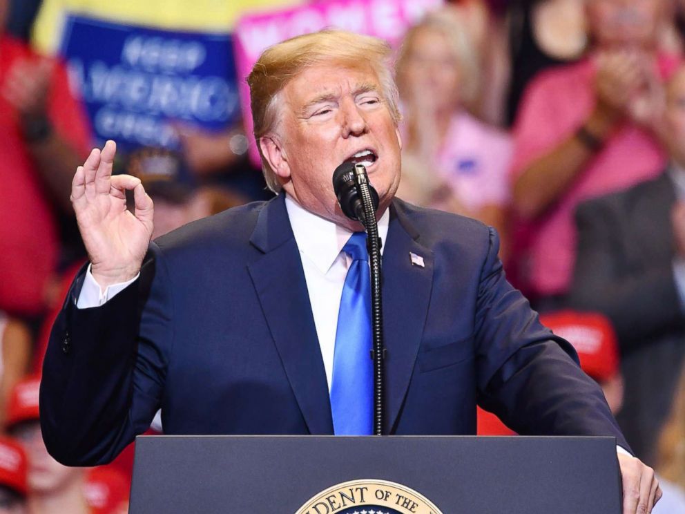 PHOTO: President Donald Trump speaks at a political rally in Wilkes-Barre, Pa., Aug. 2, 2018.