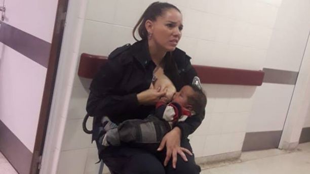 Celeste Ayala, a police officer in Argentina is being called "beautiful" for breastfeeding a malnourished baby while working at a children's hospital.
