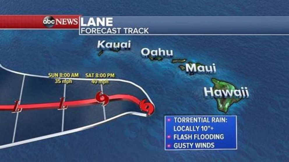 The path for Lane will take it away from the Hawaiian Islands over the next two days.