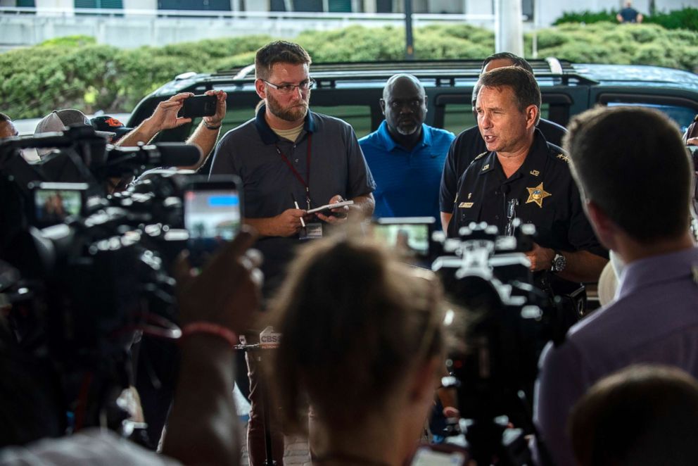 PHOTO: Jacksonville Sheriff Mike Williams, right, holds a news conference on Aug. 26, 2018, in Jacksonville, Fla.