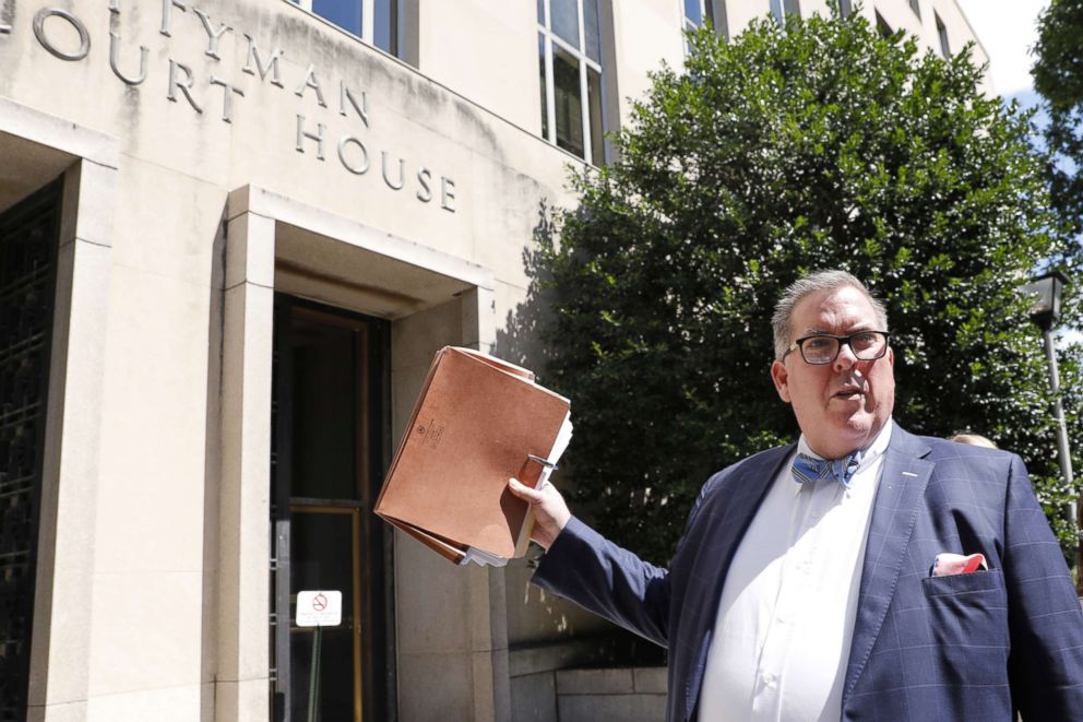 PHOTO: Robert Driscoll, lawyer for Russian national Mariia Butina, speaks to members of the media outside the federal court after a detention hearing in Washington, D.C.,July 18, 2018.