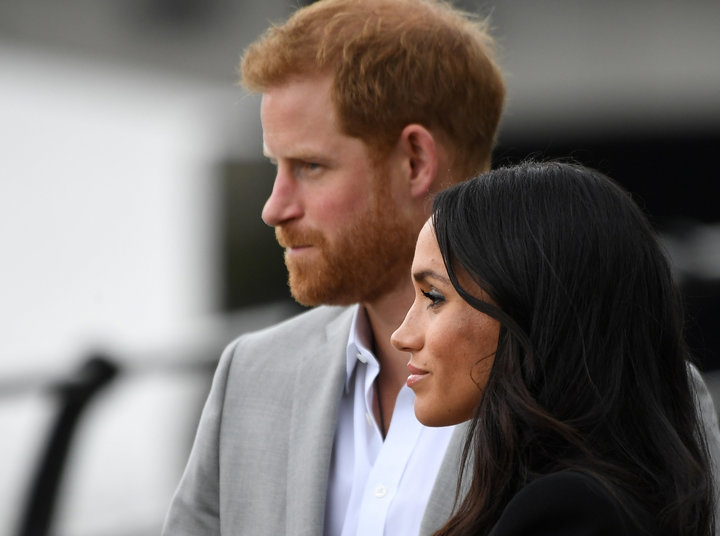 Prince Harry and Meghan Markle at the Famine Memorial in Dublin on July 11.