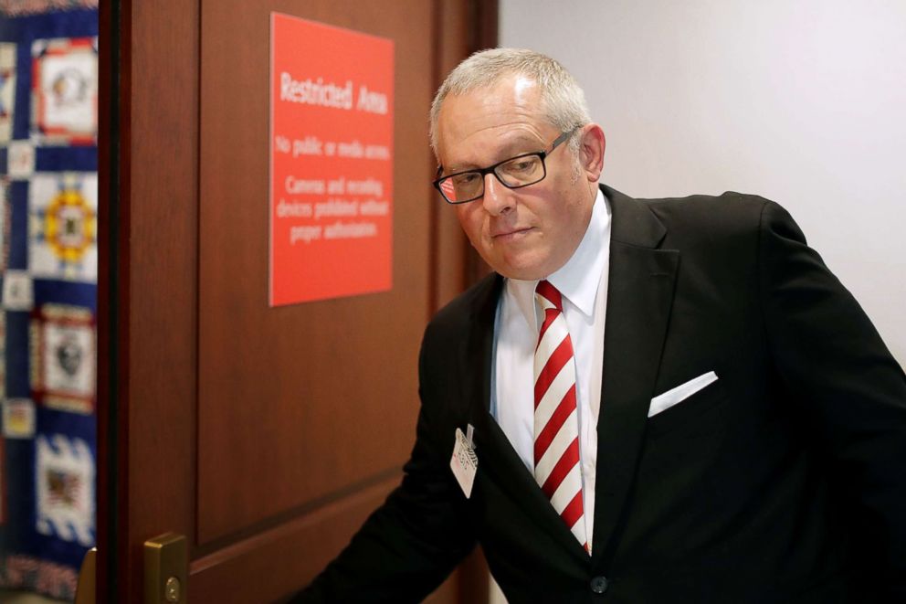 PHOTO: Former Trump campaign aide Michael Caputo arrives to testify before the House Intelligence Committee during a closed-door session at the U.S. Capitol Visitors Center July 14, 2017 in Washington.