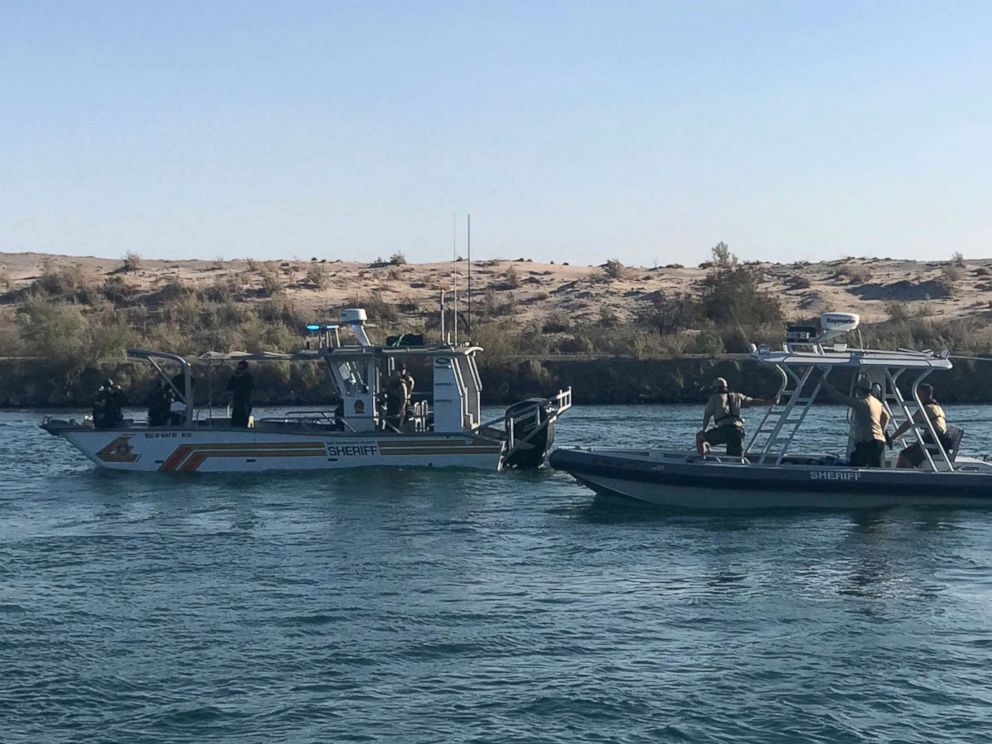 PHOTO: Law enforcement responds to a boating crash on the Colorado River, Sept. 2, 2018. Two vessels collided the night before.
