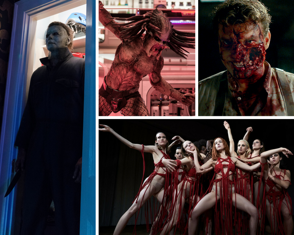 Clockwise from left: "Halloween," "The Predator," "Overlord" and "Suspiria."