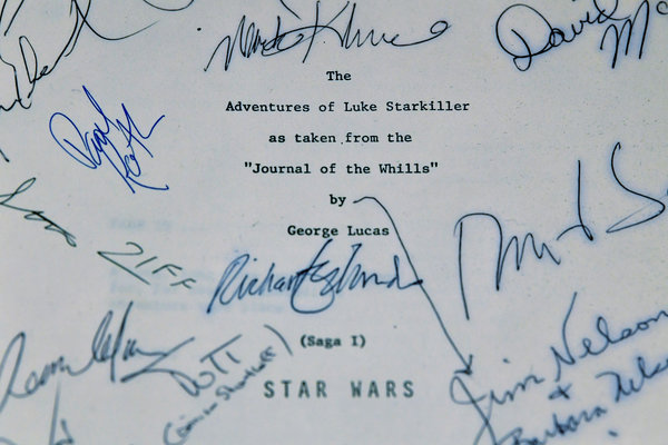 A fourth script, signed by crew members, from the 1977 film &ldquo;Star Wars: A New Hope.&rdquo;