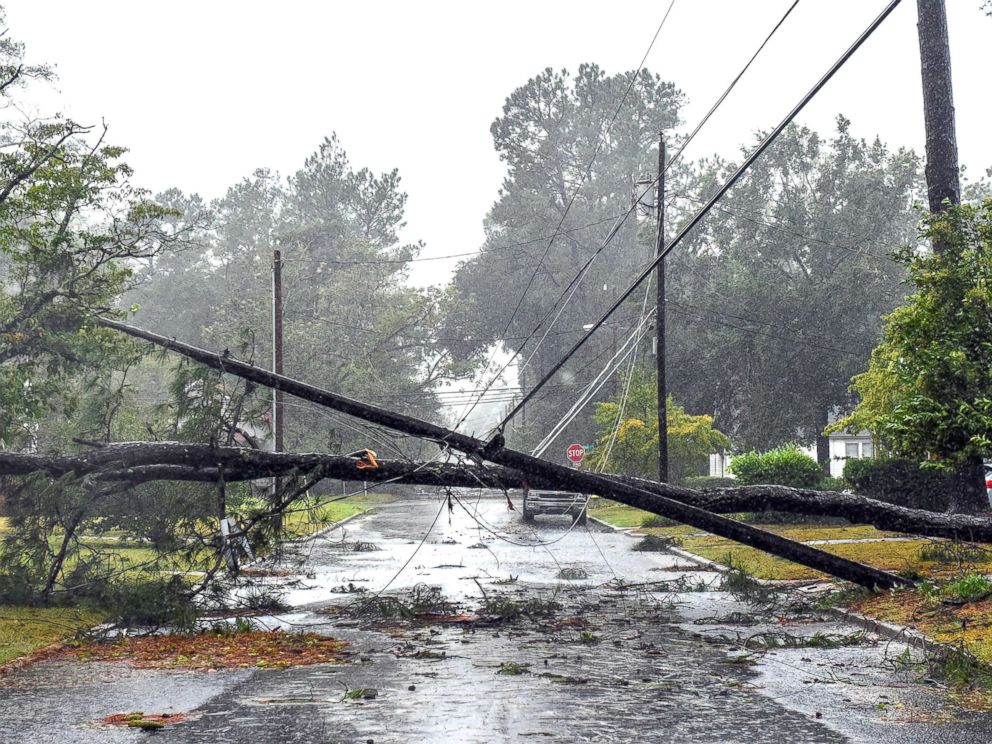 PHOTO: Tropical Storm Florence continues to unleash massive amount of rain on Lumberton, N.C., on Sept. 15, 2018, causing downed trees and power lines and minor flooding in areas.
