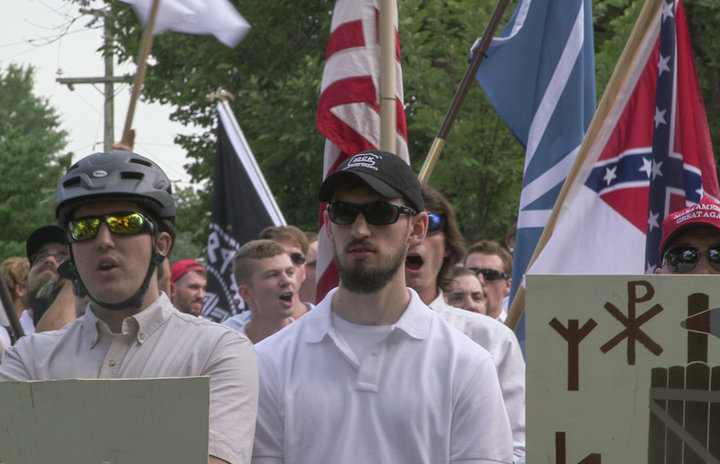"Unite the Right" participants in Charlottesville, Virginia, on Aug. 12, 2017.