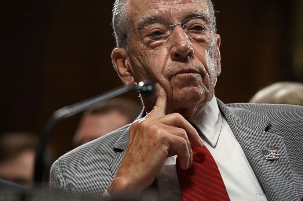 PHOTO: Committee Chairman Sen. Chuck Grassley listens during a markup hearing before the Senate Judiciary Committee on Capitol Hill in Washington, D.C., Sept. 13, 2018.