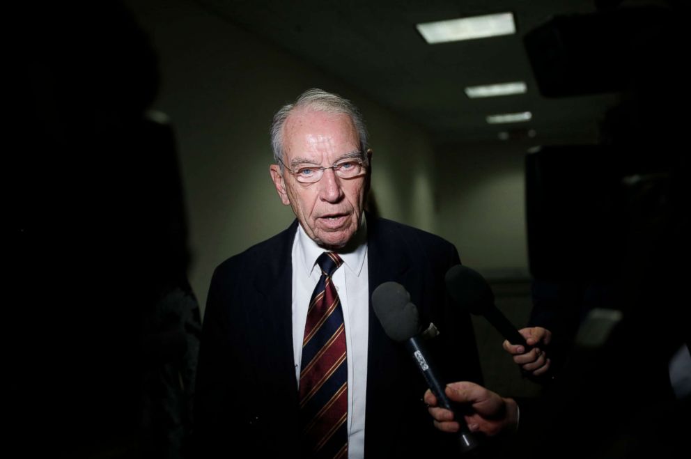 PHOTO: Sen. Chuck Grassley speaks with reporters about Supreme Court nominee Brett Kavanaugh on Capitol Hill, Sept. 18, 2018 in Washington, D.C.