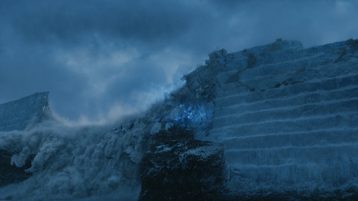 The Wall coming down in "Game of Thrones" season seven.