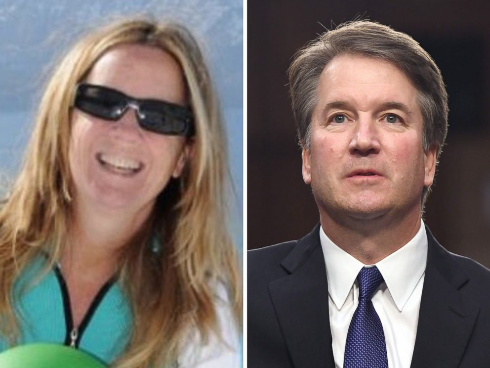 PHOTO: Professor Christine Blasey Ford is seen in an undated photo posted to ResearchGate and Supreme Court Justice nominee Brett Kavanaugh appears at a confirmation hearing in Washington, Sept. 4, 2018.
