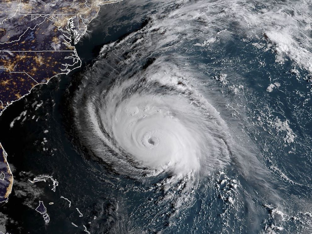 PHOTO: Hurricane Florence churns off the east coast of the U.S. in a satellite image taken on Sept. 12, 2018.