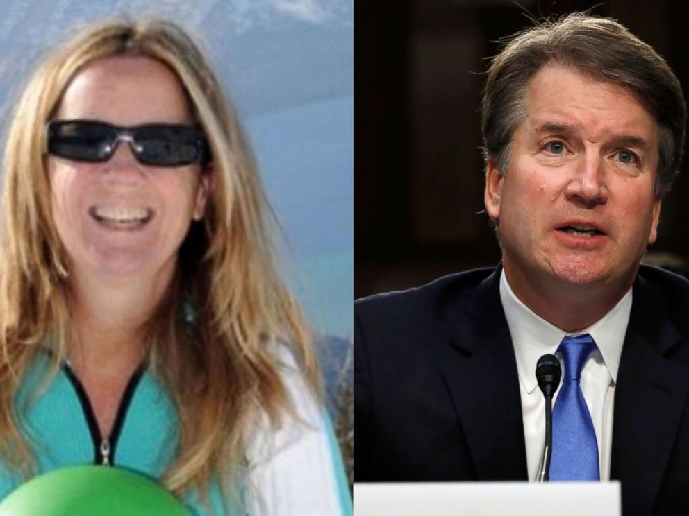 PHOTO: Professor Christine Blasey Ford is seen in an undated photo posted to ResearchGate and Supreme Court Justice nominee Brett Kavanaugh appears at a confirmation hearing in Washington, Sept. 5, 2018.