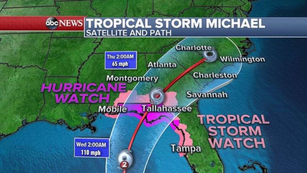 PHOTO: A hurricane warning and tropical storm watch are in place ahead of Michaels arrival.