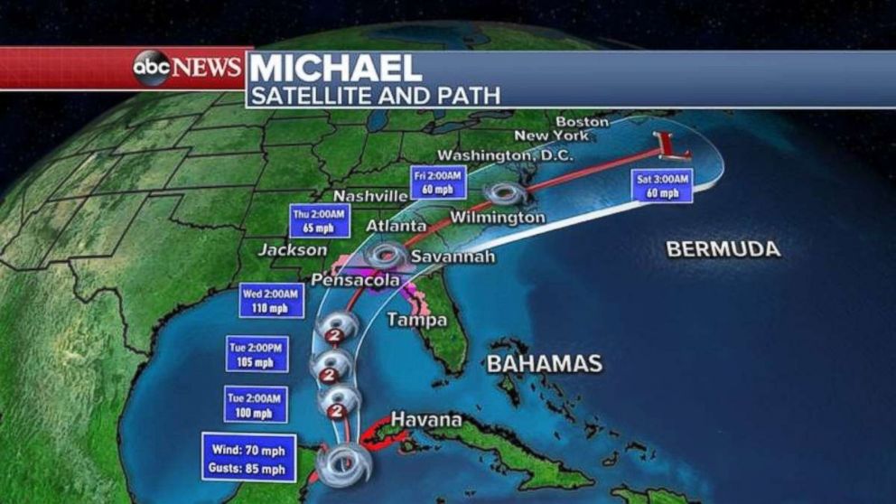 PHOTO: Michael is expected to make landfall on Wednesday and move through the Southeast at the end of the week.
