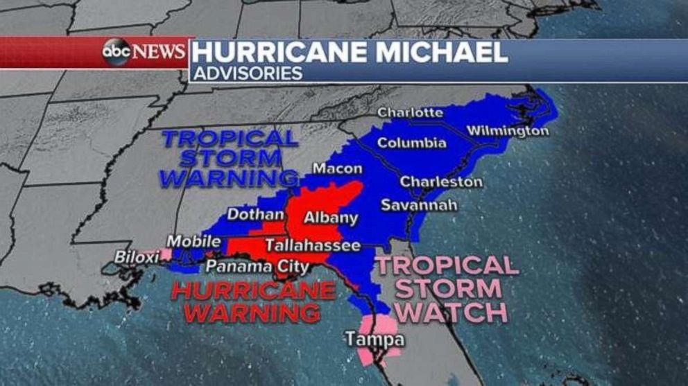 PHOTO: Hurricane Michael advisories, Oct. 10, 2018. 