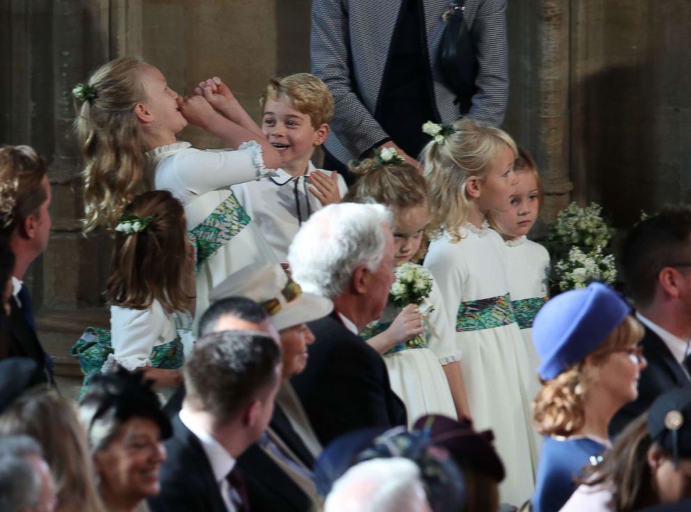 PHOTO: The bridesmaids and page boys wait to take part in the wedding of Britains Princess Eugenie of York to Jack Brooksbank at St Georges Chapel, Windsor Castle, in Windsor, on Oct. 12, 2018.