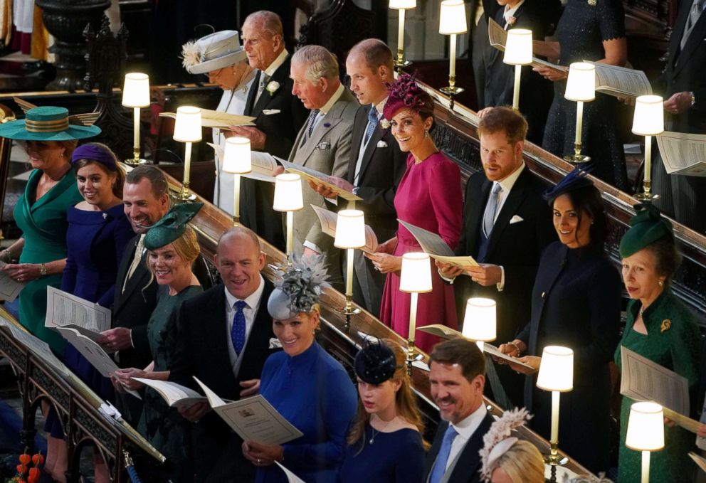 PHOTO: The Royal family at the wedding of Princess Eugenie and Jack Brooksbank at St Georges Chapel in Windsor Castle, Windsor, Britain, Oct. 12, 2018.