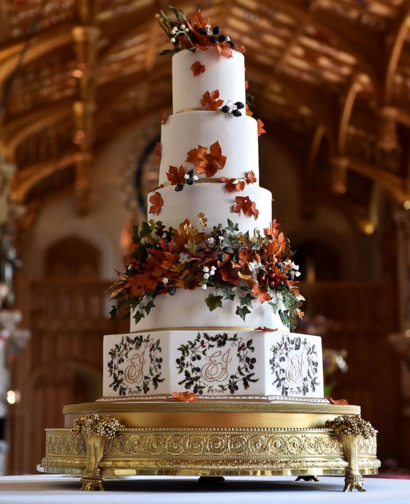 PHOTO: The wedding cake, which was created Sophie Cabot for the wedding of Princess Eugenie of York and Mr. Jack Brooksbank pictured in St. Georges Hall at Windsor Castle, Oct. 12, 2018, in Windsor, England.