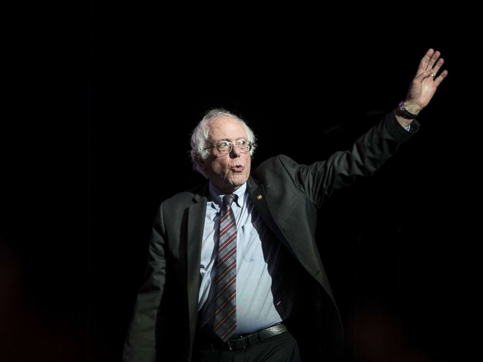 PHOTO: Former Presidential candidate Senator Bernie Sanders waves as he takes the stage at the Our Revolution Massachusetts Rally at the Orpheum Theater, March 31, 2017 in Boston. 