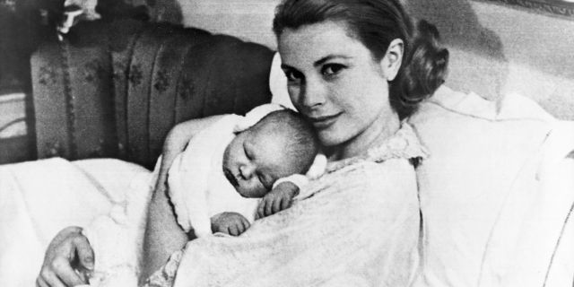 Princess Grace Kelly with her firstborn, Prince Albert.