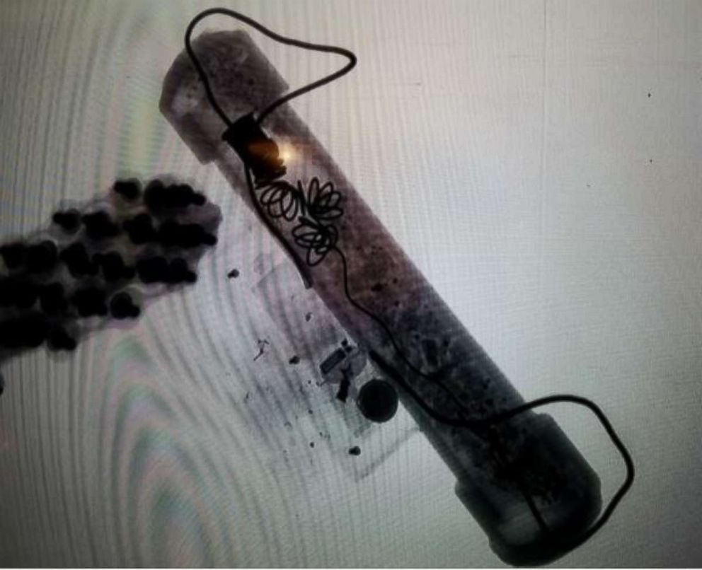 PHOTO: An x-ray of the explosive device that was intersected en route to former President Obamas residence in Washington, on Oct. 24, 2018,