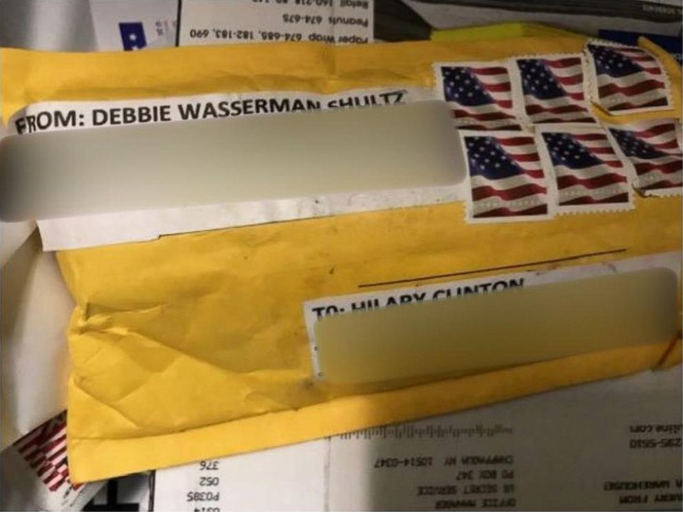 PHOTO: The package containing a explosive device addressed to Hillary Clintons home in Chappaqua, N.Y., on Oct. 24, 2018.
