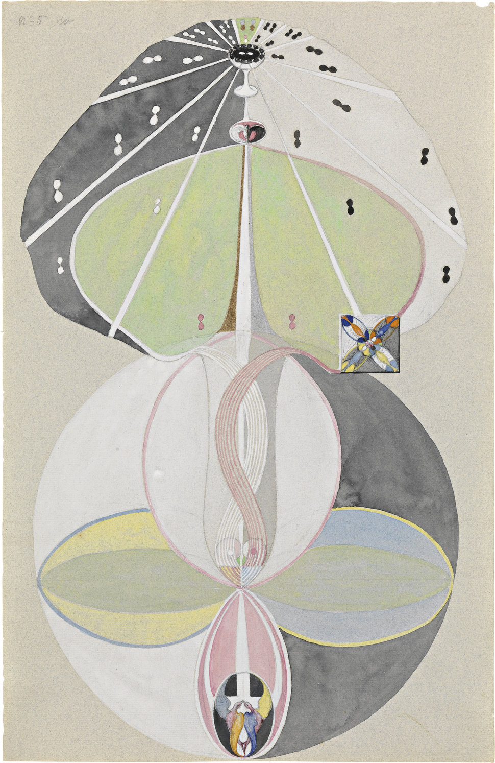 Hilma af Klint's "Tree of Knowledge, No. 5&nbsp;(Kunskapens tr&auml;d, nr 5)," 1915.