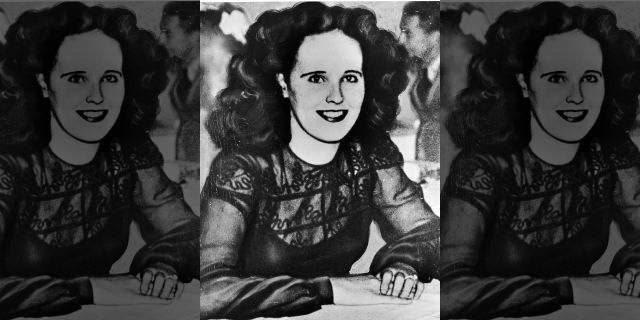 Portrait of aspiring American actress and murder victim Elizabeth Short (1924 - 1947), 1940s. Short became known as the Black Dahlia after her body was discovered in a vacant lot in Hollywood, California, her corpse naked and severed in two. The murder still remains unsolved.