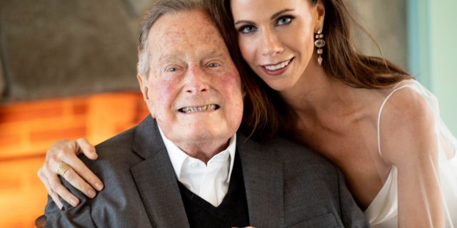 Former president George H. W. Bush and his granddaughter Barbara Bush at her October 7 wedding.