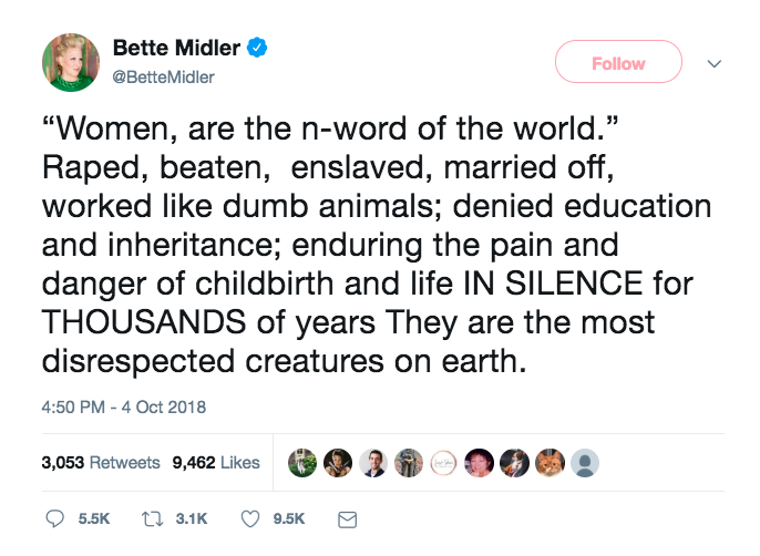Bette Midler deleted her tweet, but not before pissing a whole lot of people off.